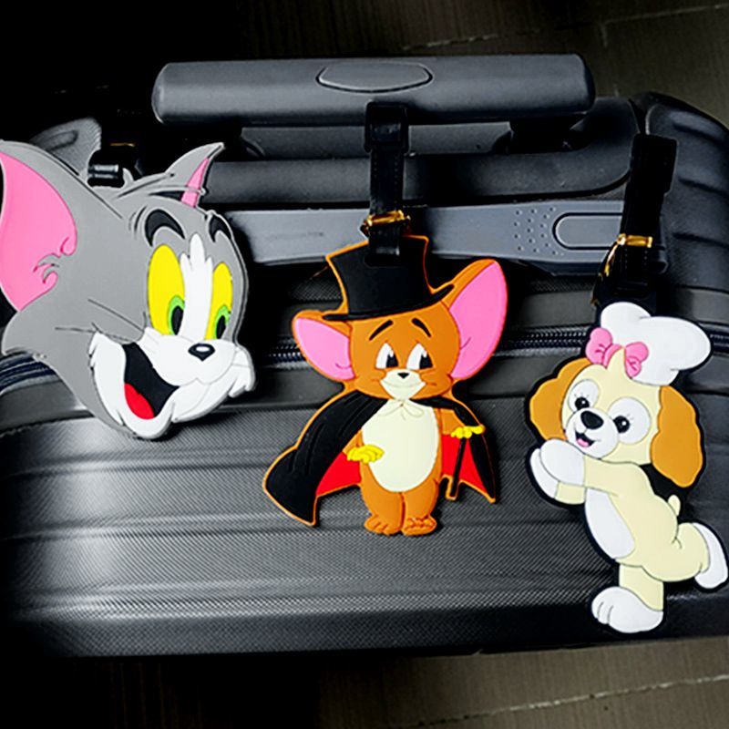 L0ZM 旅行必備 貓和老鼠湯姆傑瑞行李掛牌 登機牌 託運牌 掛飾 行李吊牌 姓名標籤 書包吊牌