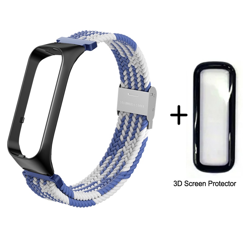SAMSUNG 錶帶適用於三星 Galaxy Band Fit 2 Fit2 手鍊尼龍編織彈性可調節扣 3D 屏幕保護膜