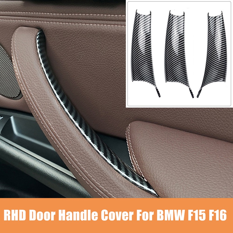BMW 現貨&amp; 3Pcs/Set 汽車內飾車門拉手蓋適用於寶馬 X5 X6 F15 F16 2015-2018 碳纖維外