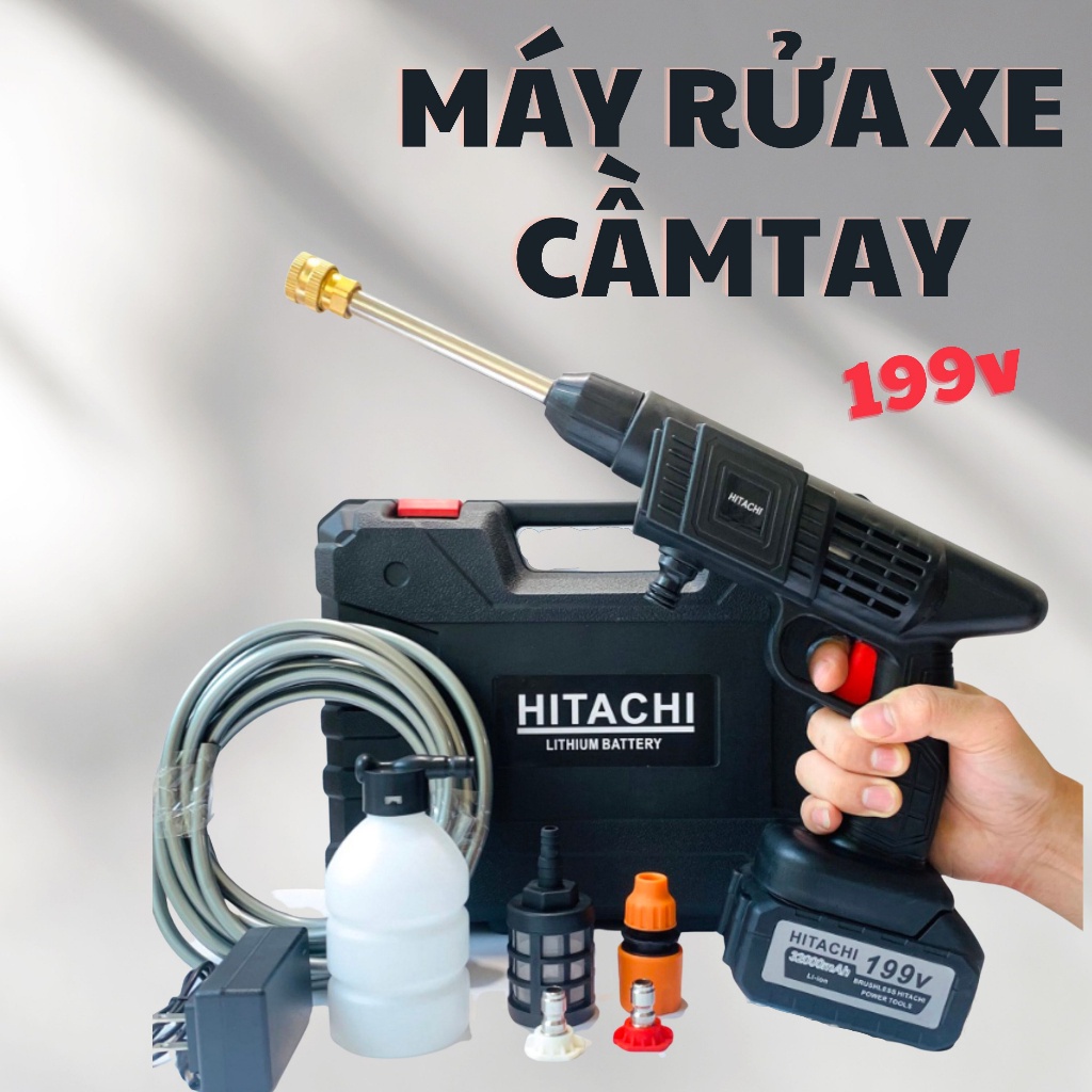 10 單元 Hitachi 199V 2 針便攜式洗車機 - 帶雪泡沫的高壓清洗花園噴霧