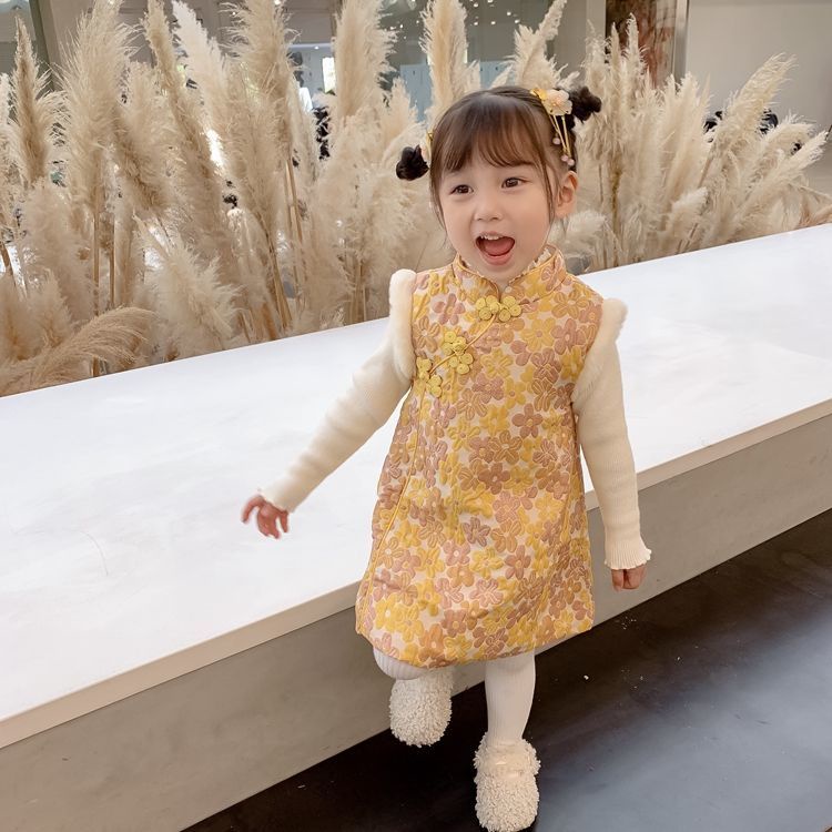 漢服女童拜年服新年裝兒童旗袍冬過年嬰兒週歲寶寶禮服中國風唐裝