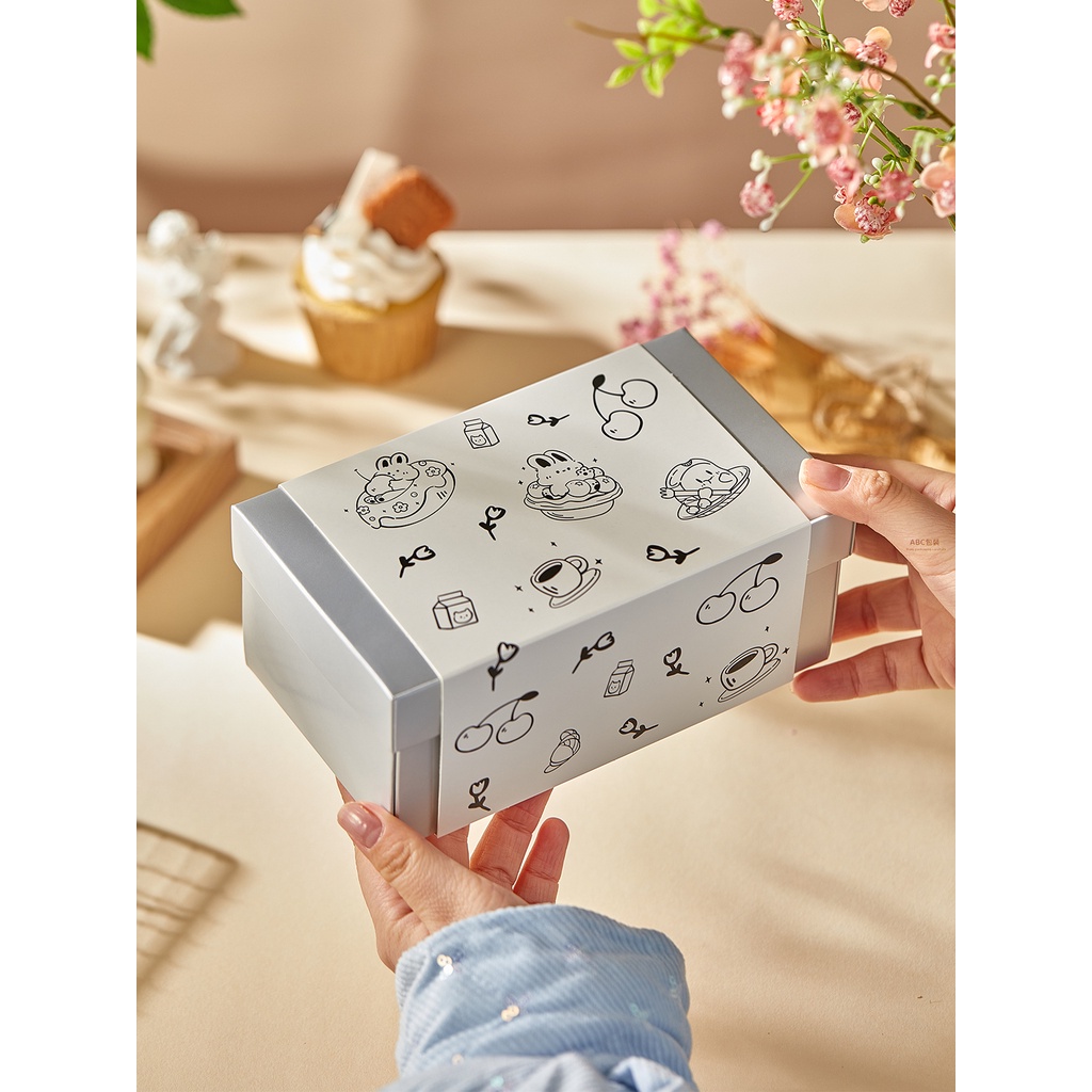 《天地蓋銀卡盒》2024年常溫蛋糕禮盒 烘焙 曲奇餅乾 太妃牛軋糖果 雪花酥 奶酥卷 糯米船包裝盒