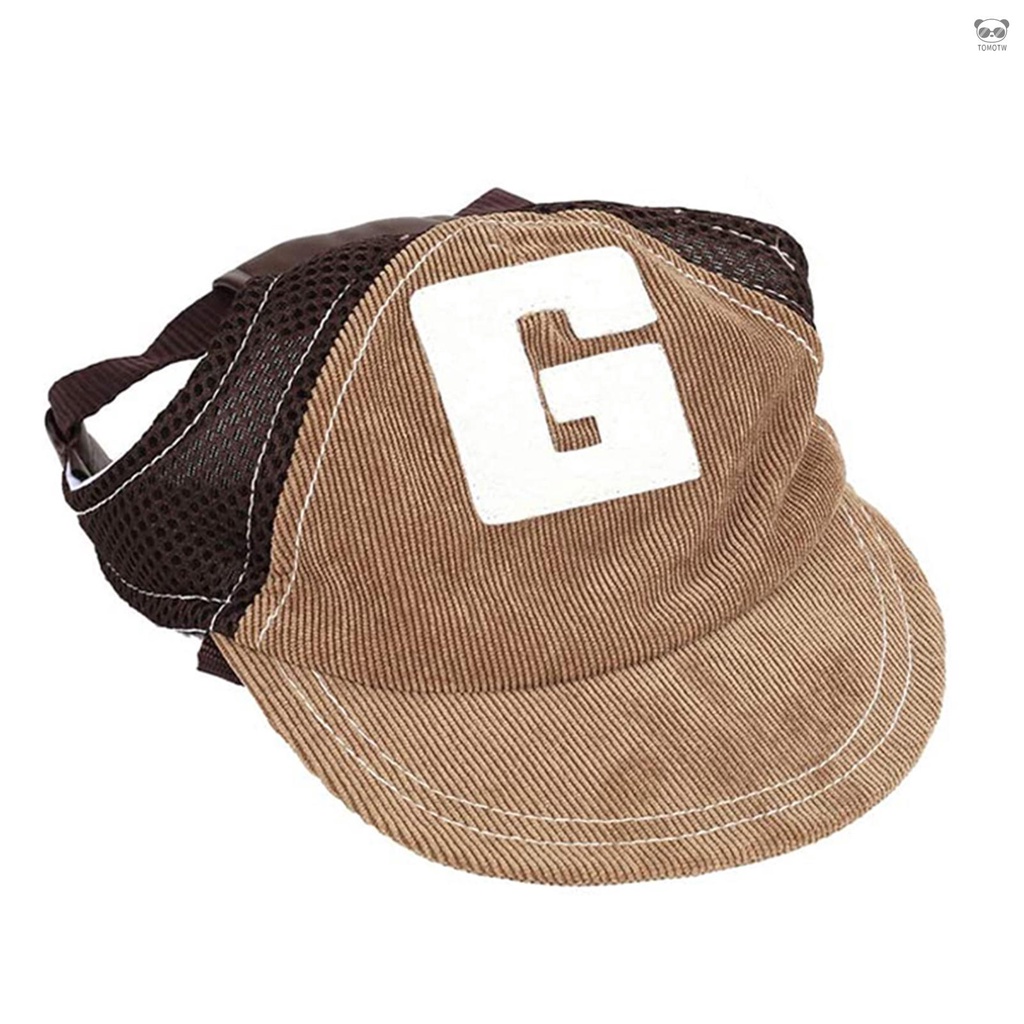 狗狗棒球帽 遮陽帽 透氣網布 字母G 可調整寵物帽子 咖啡色 M