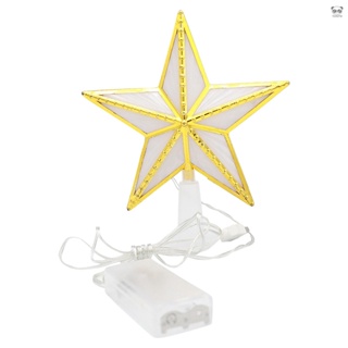 金色 USB電池盒二合一耶誕節裝飾五角星 耶誕樹星星亮燈樹頂裝飾擺件【備貨墨西哥FBM禁止空運，僅可海運】
