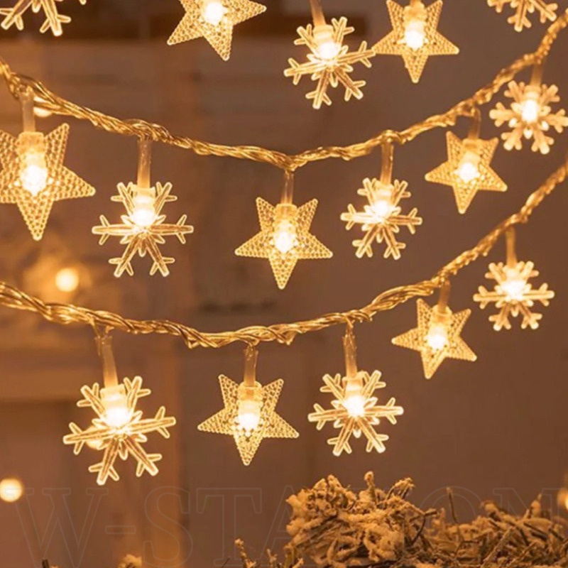 聖誕樹星星雪花麋鹿 Led 燈串 / 多用途戶外野營燈串 / 電池供電童話燈 / 婚禮花園派對家居聖誕裝飾