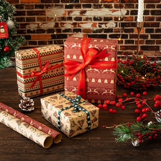 2024聖誕包裝紙禮品紙聖誕派對禮品包裝環保牛皮紙love聖誕節