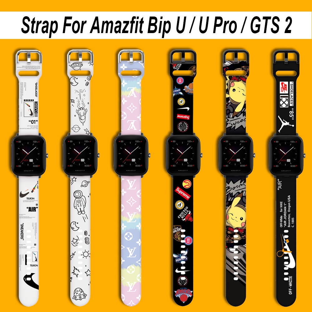 Amazfit Bip U Pro 華米GTS 3 2錶帶 米動手錶印花錶帶 Bip S GTS 4 Mini 矽膠腕帶