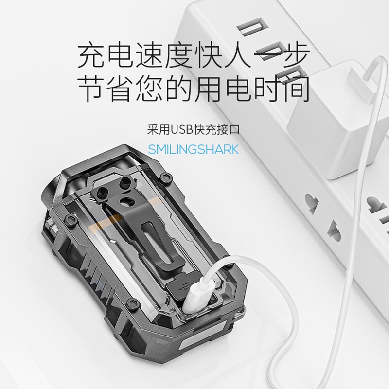 當天出貨🔥微笑鯊正品 TIP0019 COB 迷你強光 工作燈 鑰匙圈 手電筒 Type-C 金屬夾磁吸汽修燈 戶外警示