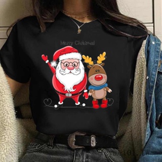【現貨】聖誕節衣服 秋冬穿搭 大尺碼女裝 Merry Christmas Santa Elk T-shirt 耶誕老人馴
