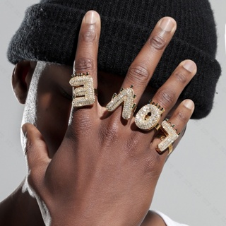 嘻哈戒指DIY誇張滿鑽水滴設計感英文字母LOVE滿鑽戒指