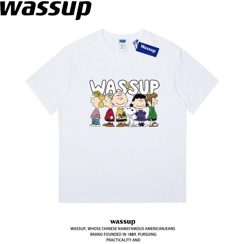 WASSUP旗艦聯名短袖t恤夏季男女純棉寬鬆休閒透氣史努比情侶裝潮1225