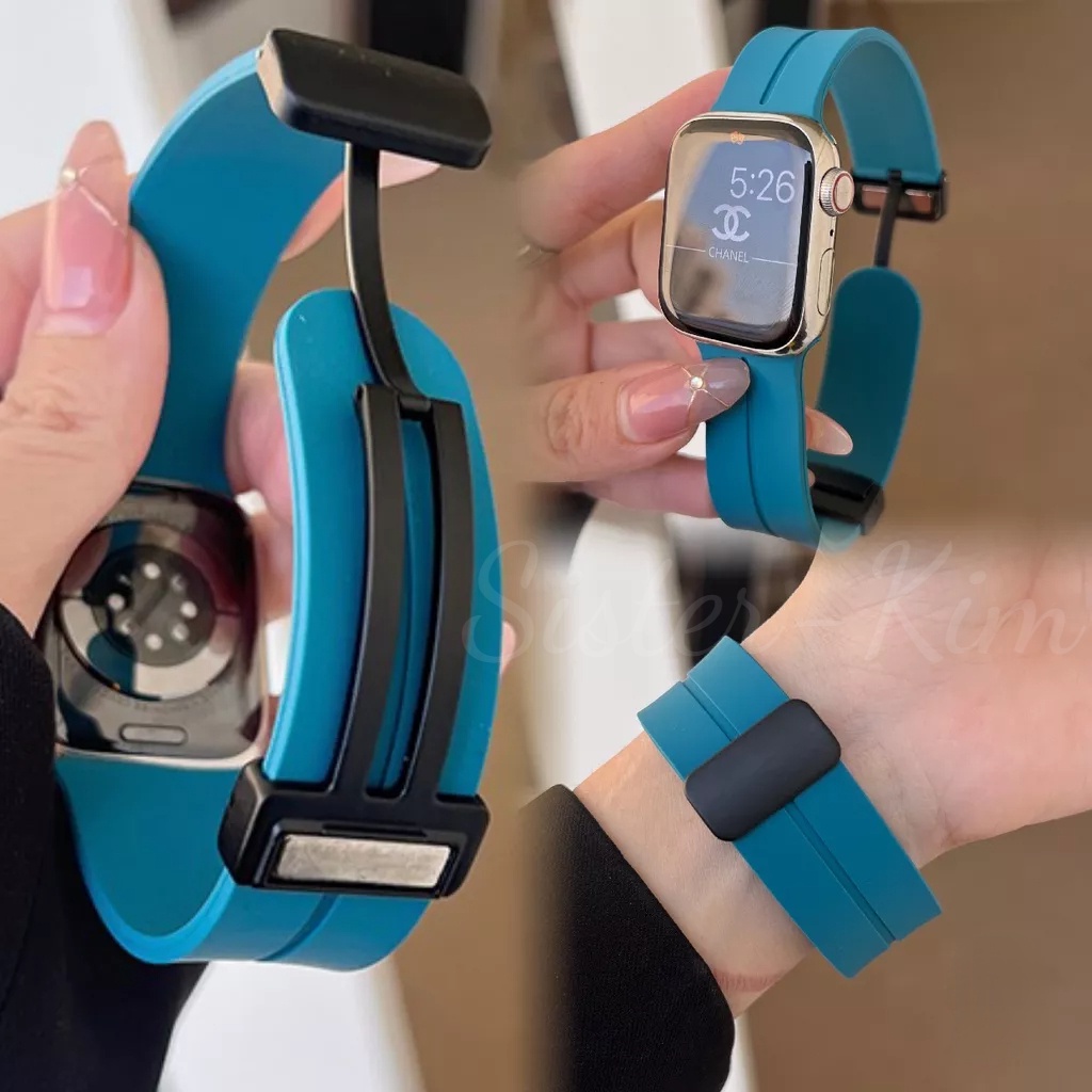 新款 磁吸錶帶 矽膠錶帶 適用於Apple Watch ultra 錶帶9 8 7 SE 45 49mm 防水 S9錶帶