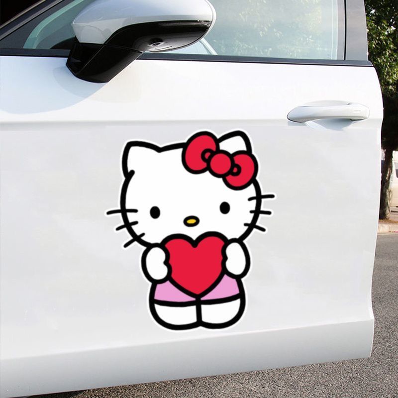 萌趣可愛Hello Kitty愛心凱蒂貓車身裝飾貼畫趣味機車貼