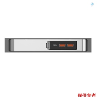 CRTW 3 合 1 汽車 USB 集線器中控台擴充座 27W 快速充電轉接器電源分配器附滑蓋相容於 Tesla Mod