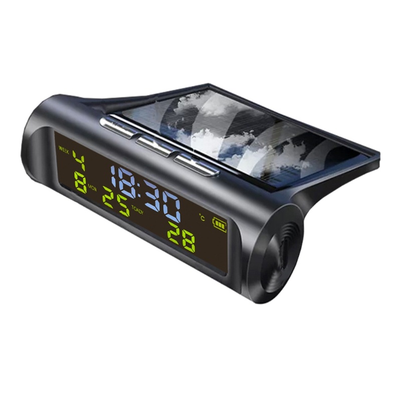 Shas 汽車電子鐘通用汽車時鐘汽車內飾配件太陽能液晶時鐘