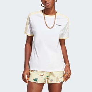 Adidas Cali Tee IC3098 女 短袖 上衣 亞洲版 運動 休閒 復古 三葉草 棉質 舒適 白黃