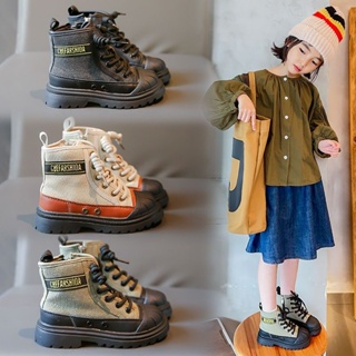 【JEEK】兒童運動鞋 皮面 帆布拼接 透氣 時尚 兒童馬丁靴 男童 女童 單靴 短靴