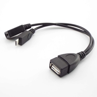 1 合 2 OTG 微型 USB 母頭轉 Mirco 5 針公頭母頭主機電源 Y 分配器適配器電纜耐用微型 USB TW
