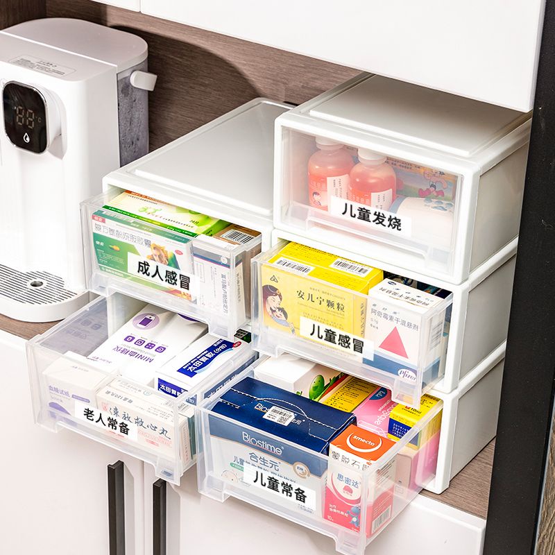 家庭抽屜式藥箱 抽拉式桌面多功能大容量藥品收納盒 多層分類藥櫃