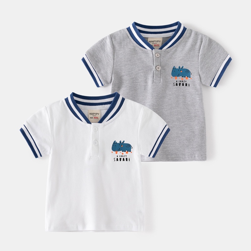 Soffny Kids Polo 衫男童棉 T 恤兒童服裝夏季休閒短袖嬰兒襯衫 Polo kemeja budak le