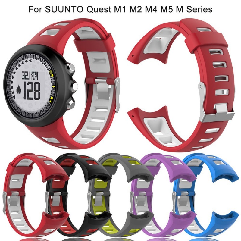 Suunto Quest M1 M2 M4 M5 M 系列智能手錶替換腕帶錶帶 Correas 男士雙色矽膠錶帶