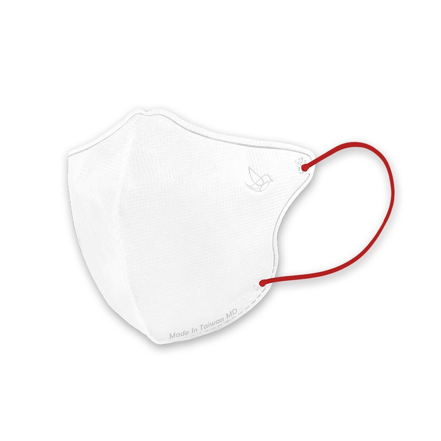 【幸福物語】成人3D醫用口罩-無暇白＋凜紅耳繩（10入/盒）