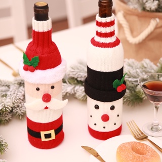 聖誕紅酒瓶蓋袋聖誕裝飾無紡布聖誕老人香檳酒瓶袋餐桌裝扮