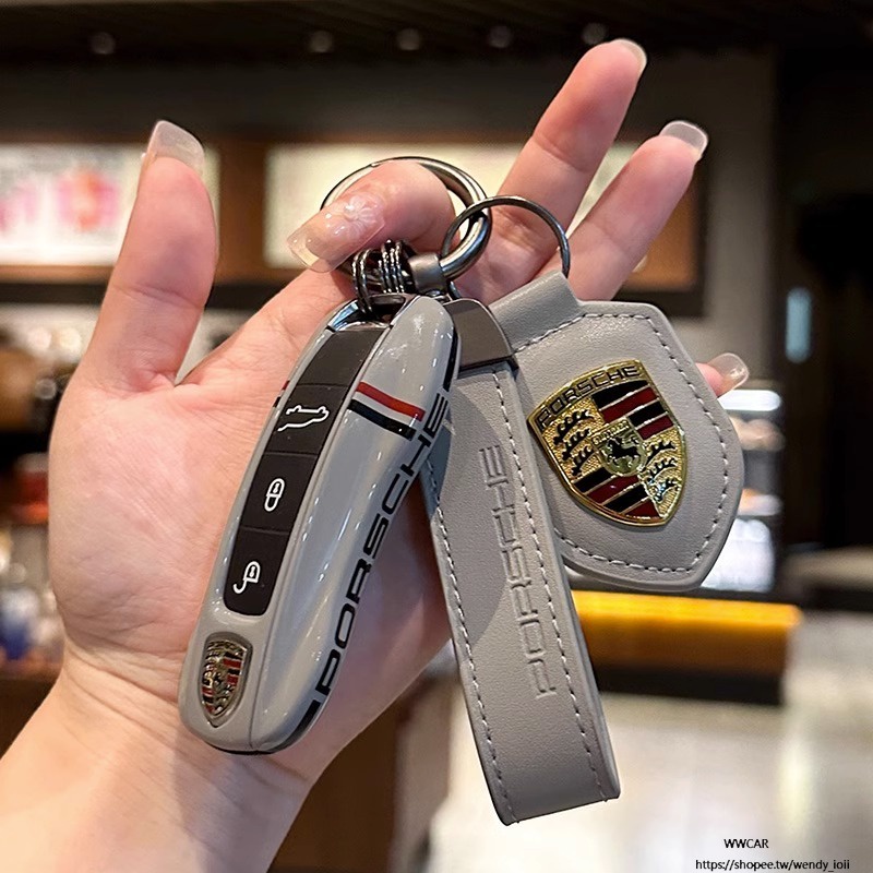 Porsche Cayenne適用於保時捷鑰匙殼卡宴718macan帕拉梅拉taycan/911鑰匙套扣改裝