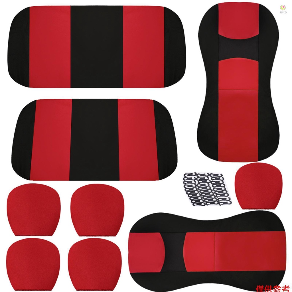 Casytw 通用汽車座椅套汽車內裝裝飾保護套全環繞頭枕和靠墊靠背套適用於汽車、卡車、SUV、貨車