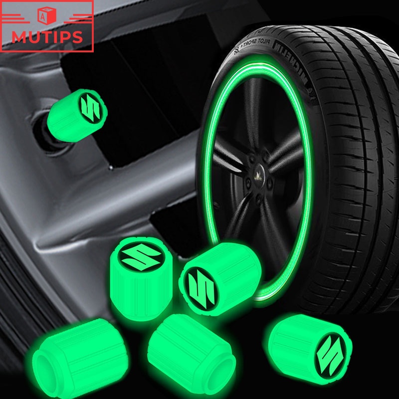SUZUKI 鈴木 4 件汽車發光輪胎氣門嘴蓋桿發光照明輪胎氣門嘴蓋車輪配件適用於 ERTIGA XL7 Swift S
