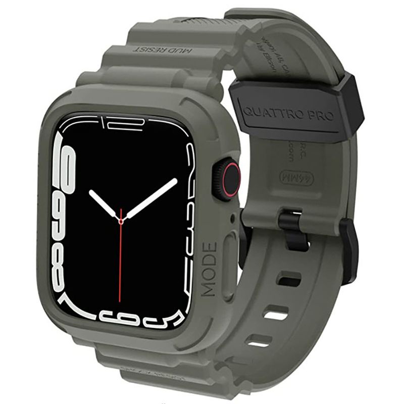 elkson Apple Watch 7 Quattro Pro柔韌透氣耐磨TPU一體成形軍規錶帶/ 45mm/ 炭綠 eslite誠品