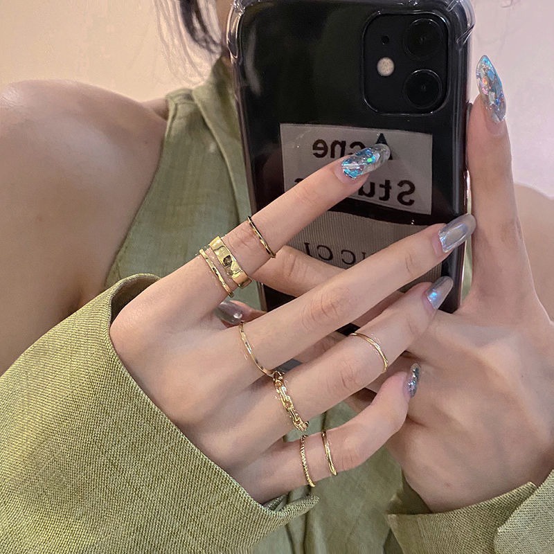 7 件/批銀/金酷金屬簡約設計戒指套裝手指戒指關節戒指時尚首飾配件