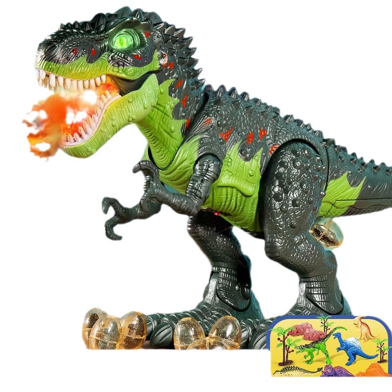 🌈兒童大號恐龍玩具噴霧遙控電動會走霸王龍下蛋噴火侏羅紀男孩禮物