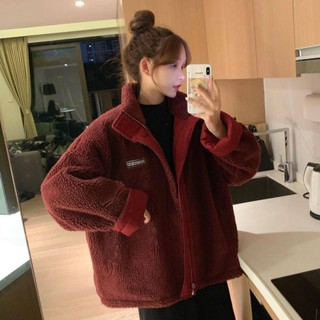 【買送快充線】兩面穿外套女 冬季2025新款韓版寬鬆仿 羊羔絨加厚棉衣棉襖ins潮 小香風外套 保暖外套 防風外套 韓版