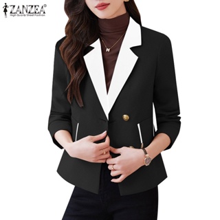 Zanzea 女士韓版日常休閒衝口袋長袖西裝外套