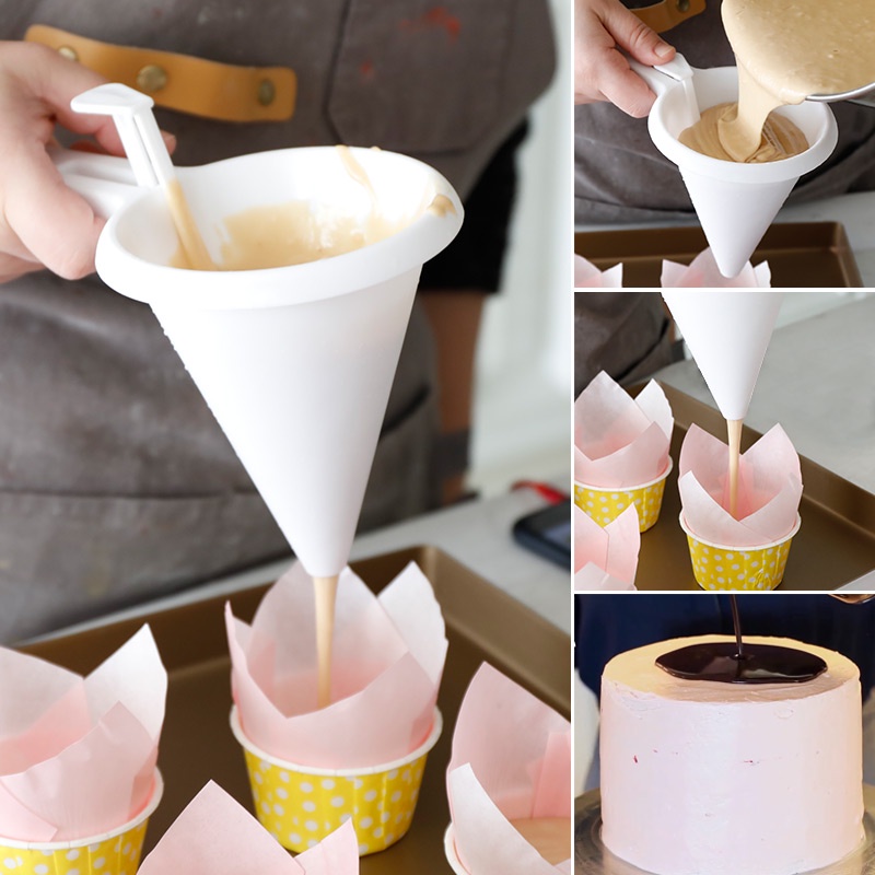 分量麵糊漏斗手持式奶油糖霜巧克力分液器分離器杯子蛋糕烘焙工具