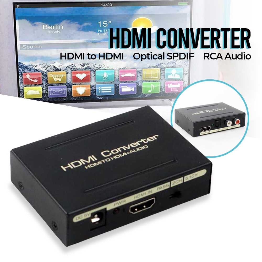 音頻分配器 3 合 1 HDMI 到 HDMI 光纖 SPDIF RCA 轉換器 AY60