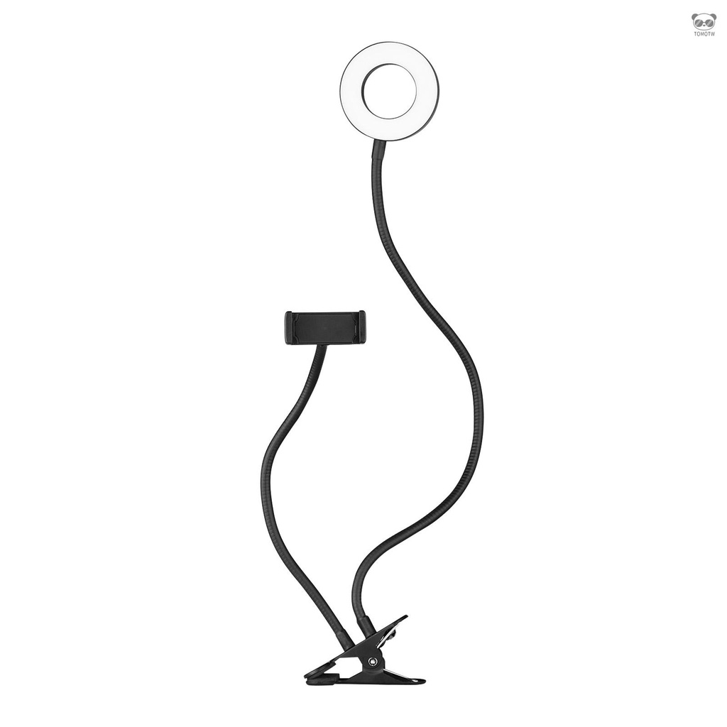 Andoer 3.5英寸夾式迷你環形燈 直播自拍補光燈 USB供電 鵝頸設計 單燈款 帶手機夾 轉接頭