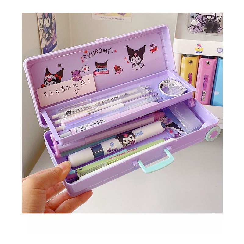 【LC】三麗鷗雙層鉛筆盒卡通大容量塑料鉛筆盒筆袋國小可愛文具盒