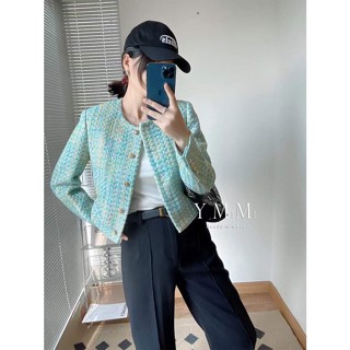 【優質現貨】小香風粗花呢編織羊毛外套女2023年秋冬新款百搭氣質短版上衣