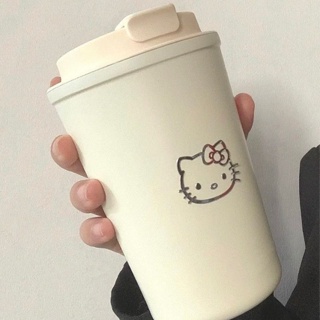 羊咩咩の送貼紙~可愛ins風kitty貓咪保溫杯簡約咖啡杯高顏值水杯耐高溫便攜式隨行304不鏽鋼保溫杯