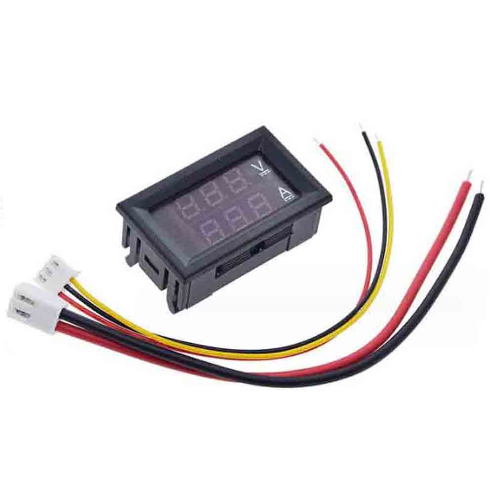 Dc 0-100V 10A 數字電壓表電流表雙顯示電壓檢測器電流表面板安培電壓表 0.28" 紅色藍色 LED