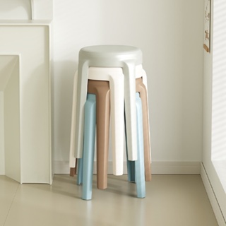 『Royal_Furniture』塑料凳子家用加厚可疊放高板凳現代簡約客廳沙髮膠圓凳餐桌餐椅子