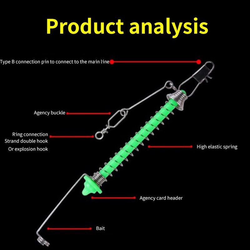 Colorfulswallowfree 自動釣魚鉤不銹鋼彈簧魚鉤誘餌彈射全速釣魚配件 ABC