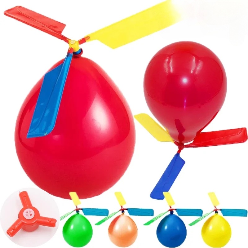 創意手動氣球直升機玩具/兒童禮物/氣球飛機螺旋槳戶外飛行玩具