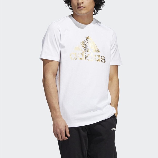 Adidas M Foil Bos G T HK9156 男 短袖上衣 T恤 運動 訓練 休閒 棉質 亞洲版 白 金