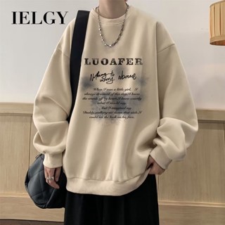 IELGY 復古大學T男 新款寬鬆大尺碼圓領長袖上衣