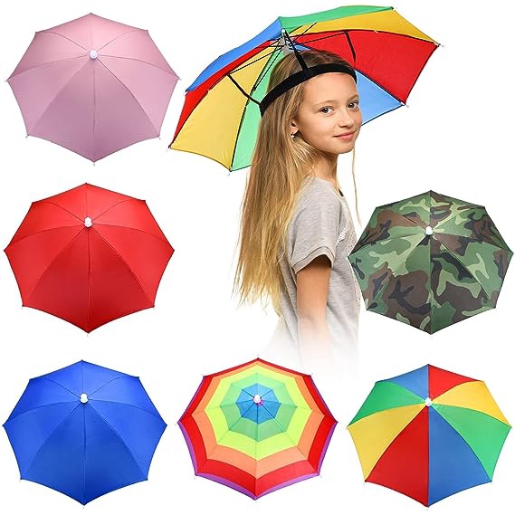 52cm直徑頭戴式傘戶外防曬防風頂折疊帽傘釣魚遮陽晴雨傘
