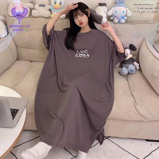 特大尺碼M-5XL 40-150kg超長款睡裙女夏季短袖寬鬆加肥大尺碼胖mm2-300斤孕婦睡衣裙到腳踝 🌟熱銷🌟