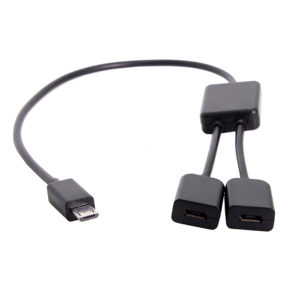 U2-127 手機平板用Micro USB HUB公對母一分二接鍵盤滑鼠連接線US
